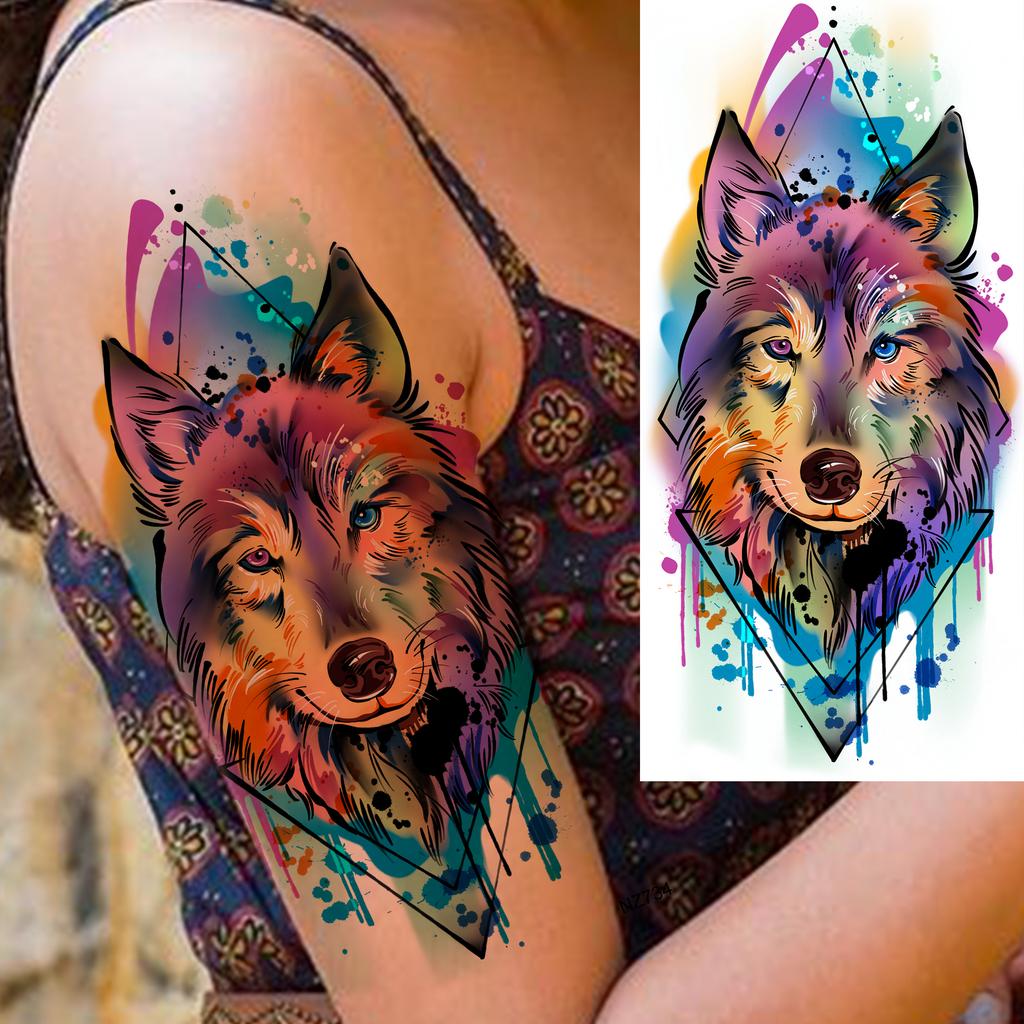1 Sheet Butterfly Watercolor Flower Tiger Temporary Tattoos For Women Men Adults Fake Phoenix Parrot Lotus Tattoo Sticker Sleeve