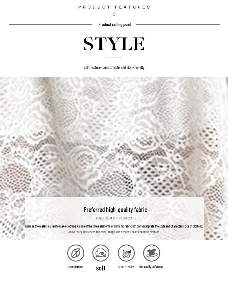 European and American Strappy Lace See-through Square Neck Slimming Long Dress for Spring and Summer.
