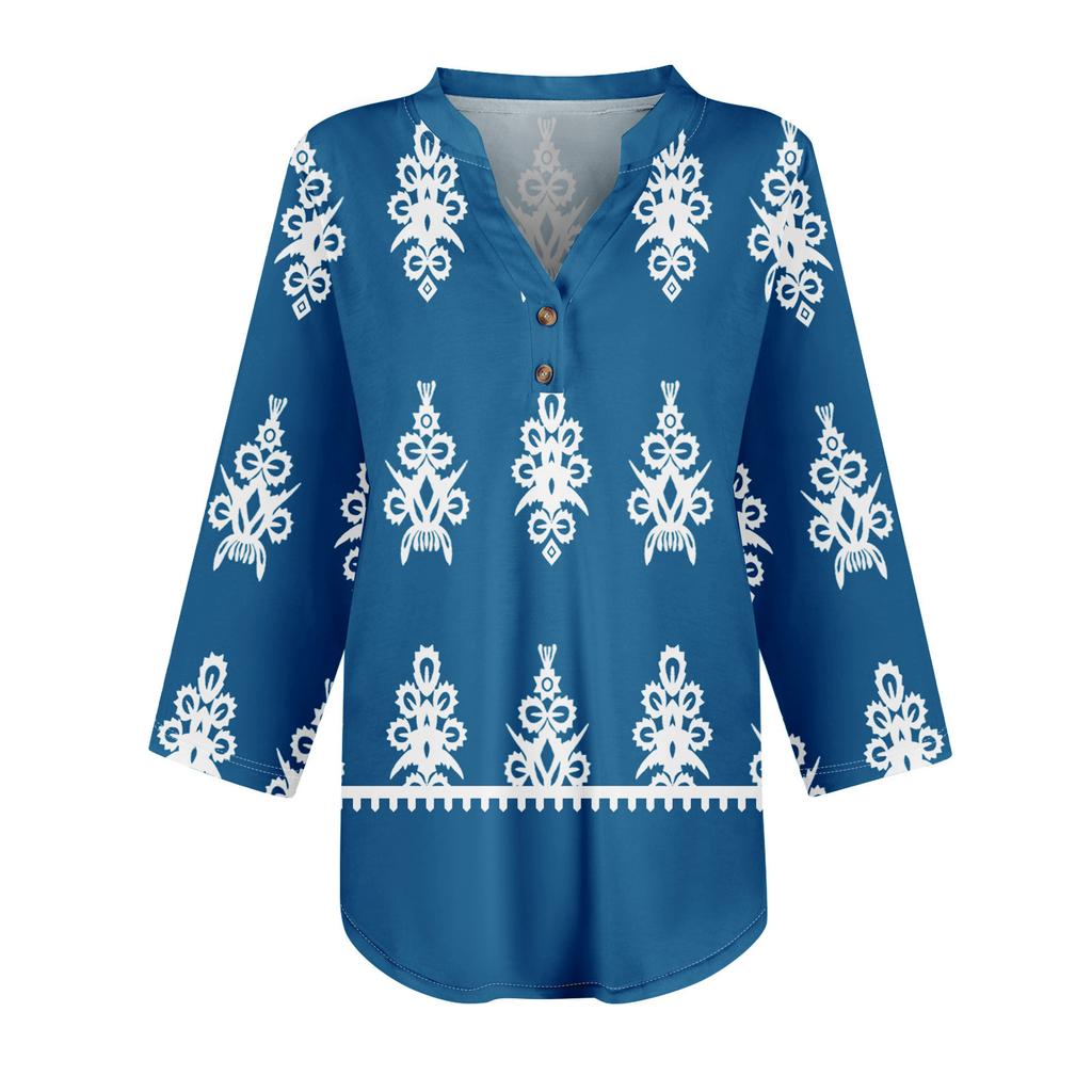 3/4 Sleeve Womens Tops For Women Henely Tops Button V Neck  Loose Fit Dressy Womens Summer Tops