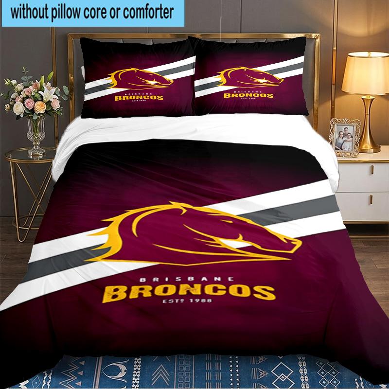 Brisbane Broncos 3PCS Bedding set,Ideal for 1pc Duvet Cover And 2pcs Pillowcases Perfect for Fan gift,Ideal for Bedroom, Dormitory