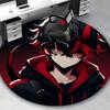 1pc Anime Design Round Carpet - Red and Black Devil Theme Chair Mat for Office, Home Decor, Living Room