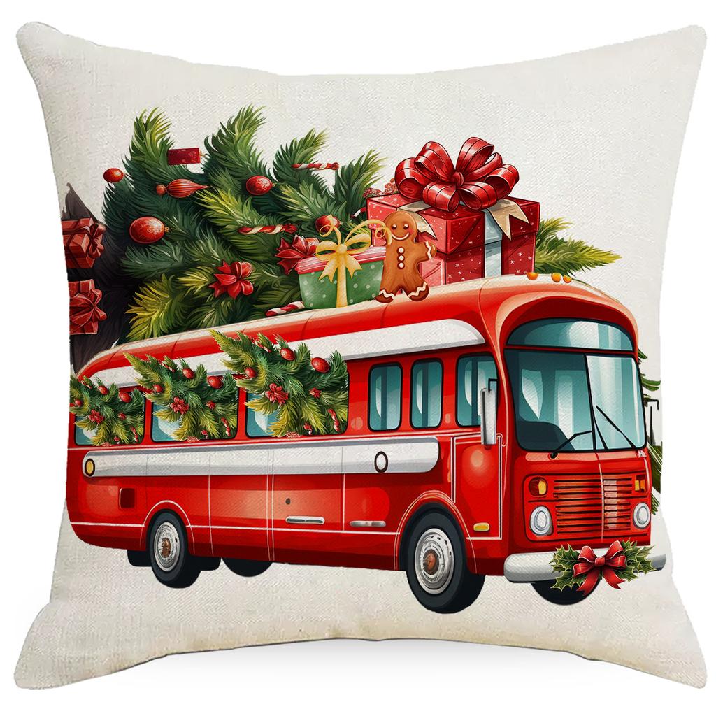 Christmas Tree Santa Claus Gift Series Linen Pillowcase Cushion Cover