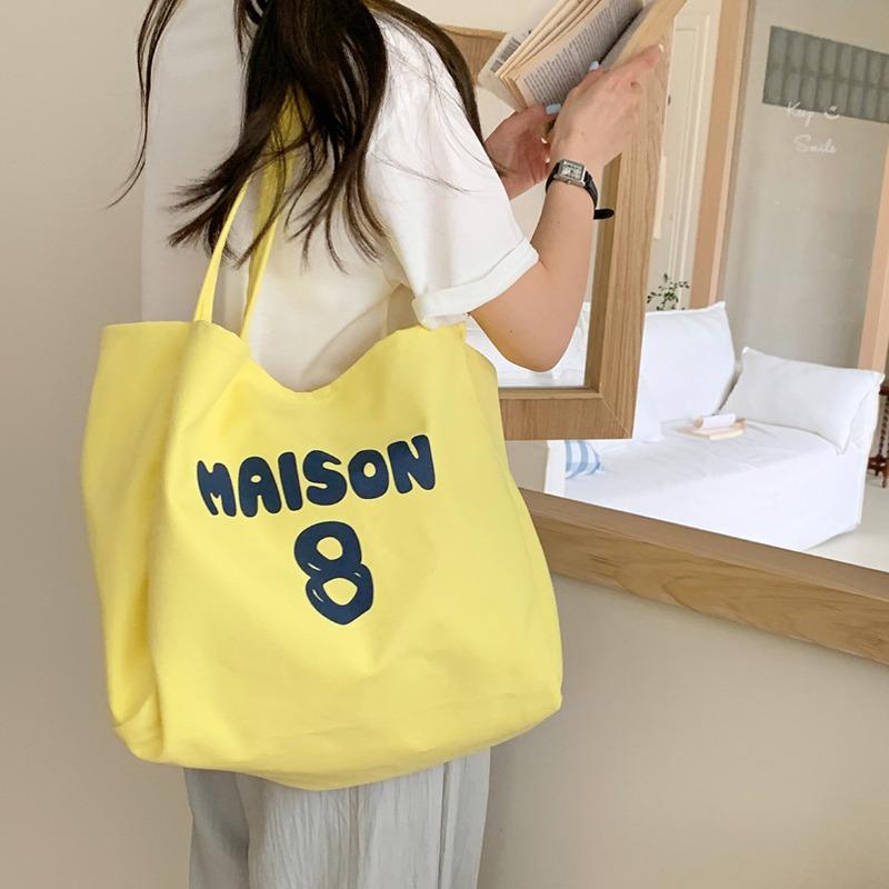 Thickened large capacity tote bag lazy wind shoulder canvas bag big red simple letter student canvas bag