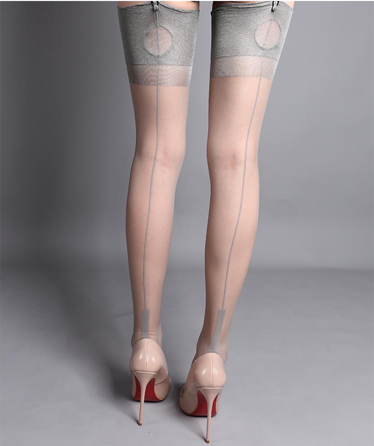 Calze da Donna Sexy con Taglio sull'Occhio Calze Autoreggenti Retrò con Cucitura Posteriore Calze Alte sulla Coscia 8D Ultra Sottili Trasparenti Collant in Nylon Calzetteria da Festa