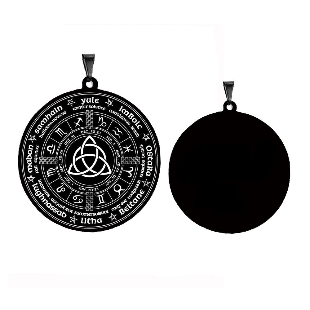 

Triquetra Языческое колесо года Ведьма Руны Из нержавеющей стали Кулон Ожерелье