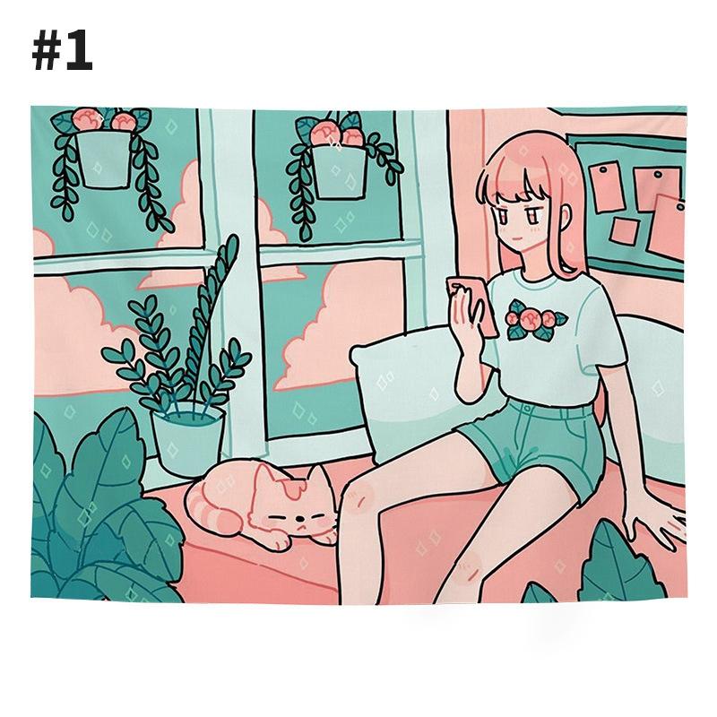 Tapestry Wall Hanging Art Girl   Cloth Painting  Background   Room Decoration