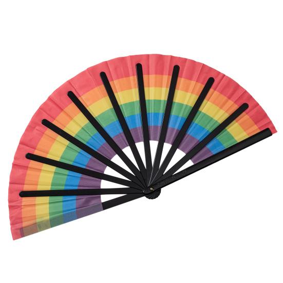 1 Set Folding Fan Easy Open LGBT Pride Rainbow Fan Portable Cooling Hand Fan for Festivals Dance Parties Events