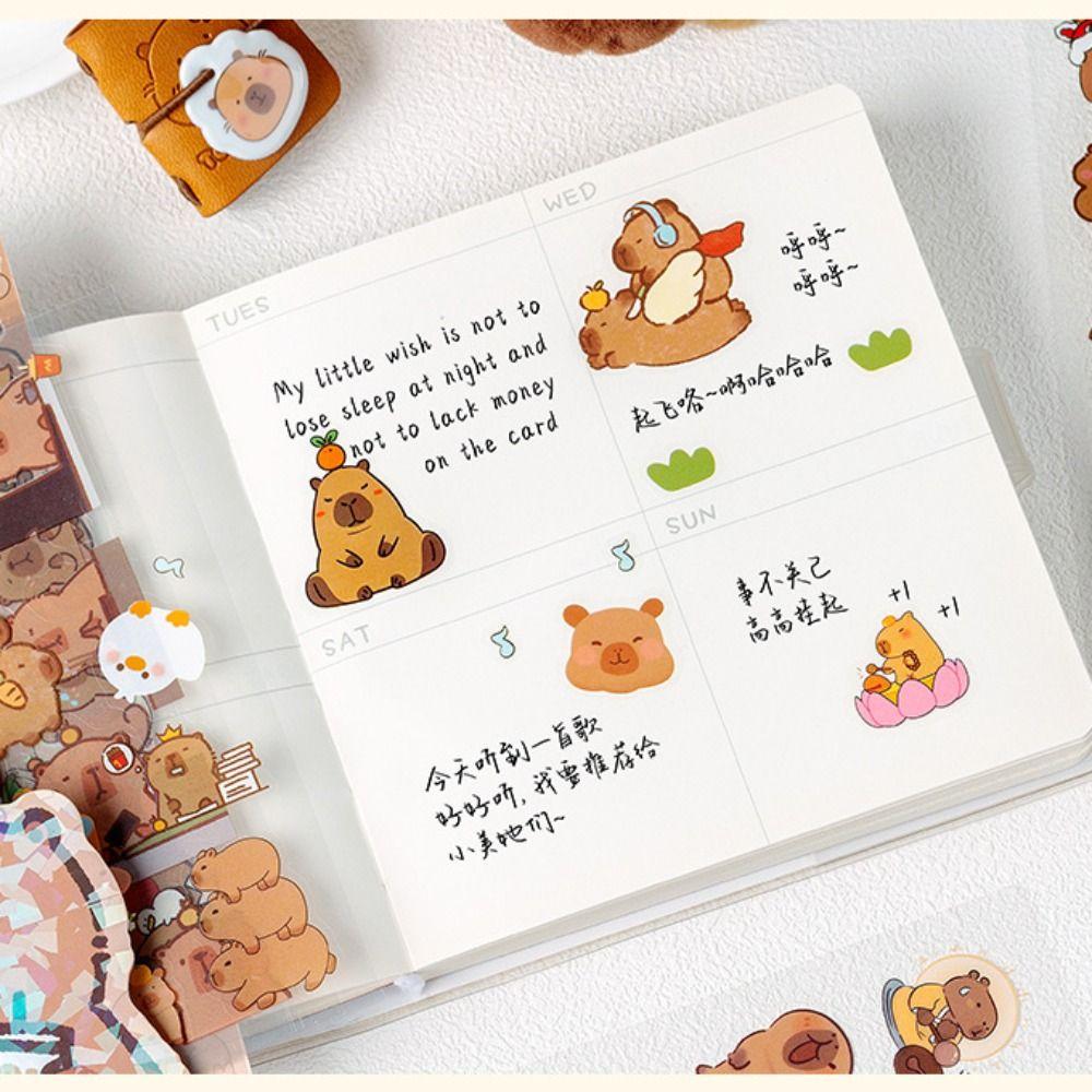 6Pcs/bag Cartoon Capybara Handbook Stickers Stationery Cartoon Decorative Stickers
