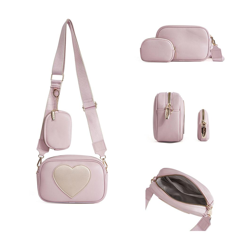 Fashi Heart Pattern Leather Bag Color Block Women Crossbody Bag Mini Portable Coin Purse Card Holder For Woman Daily Use