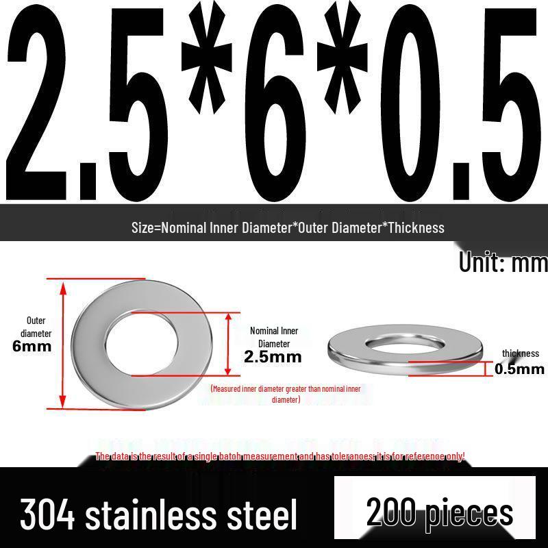 Thickened 304 Stainless Steel Flat Washer Spacer (M2-M36)