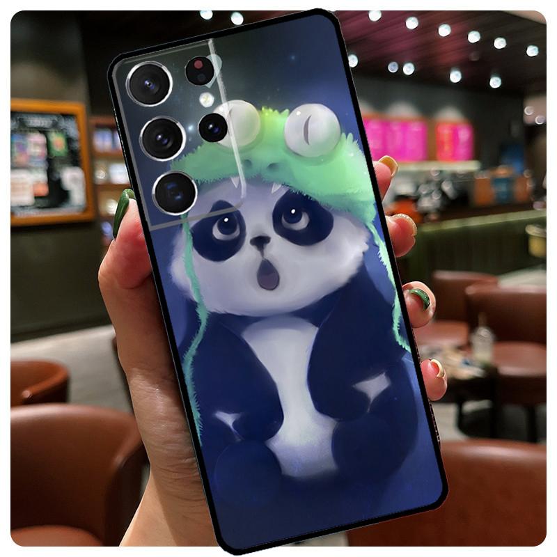 Cute Cartoon Panda Phone Case For Samsung Galaxy S25 Ultra S20 S21 S22 S23 S24 Ultra S9 S10 Plus S25 FE Cover