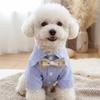 Striped Pattern Pet Clothes Bow Tie Style Pup Outfit Casual Look Dog Shirt Home Leisure