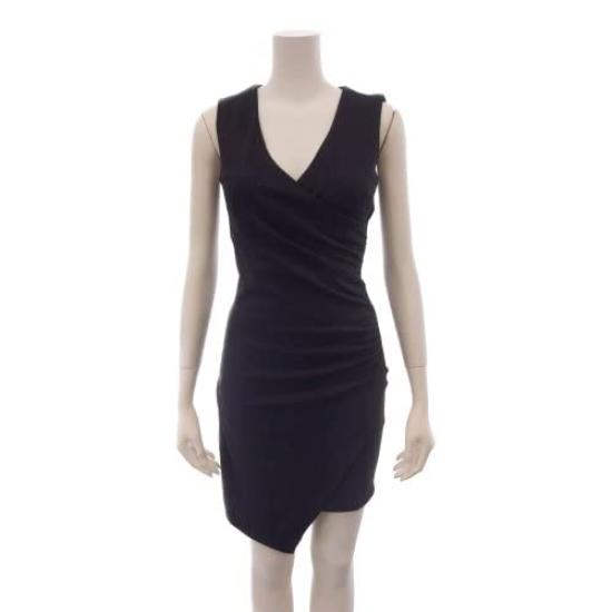 GRAXIA Cabaret Mini Size L Dress, Dress, Cache-Coeur, Sleeveless, V-Neck, Gathered, Asymmetrical, Women's, Black,