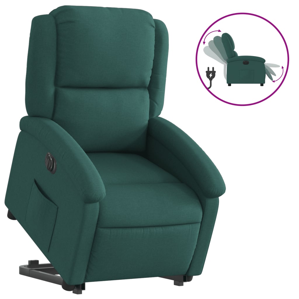 Vidaxl Lift Recliner Massage Chair, Electric, Reclining, Green
