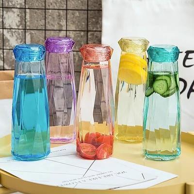 Bouteille d'eau en verre diamant sans plomb, résistante à la chaleur, portable, pour voyage, pour boissons, pour l'extérieur, pour étudiants