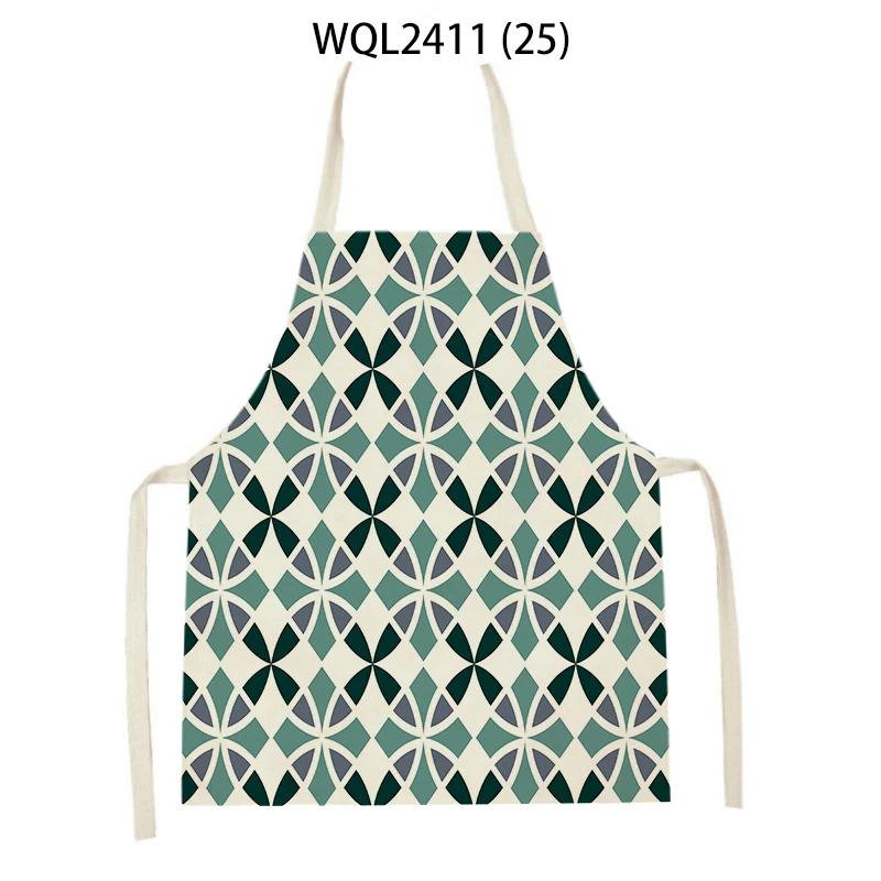 Geometry Stripe Triangles Pattern Kitchen Apron for Women Linen Bibs House Cleaning Pinafore Home Cooking Apron Accessories