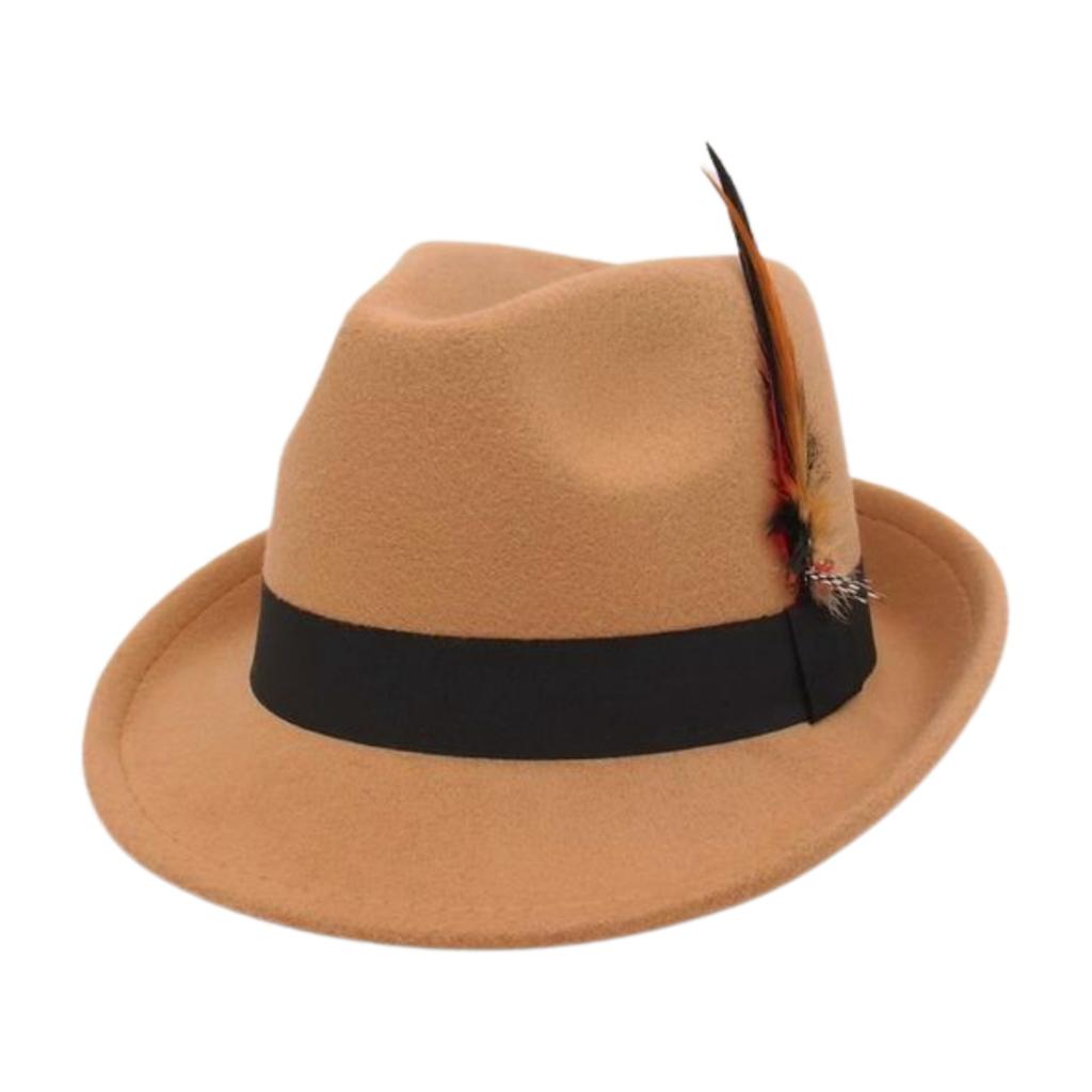 Feather Top Hat Curled Retro Hat British Jazz Hat