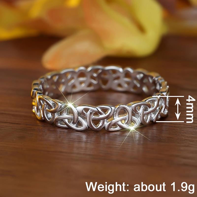 Huitan Vintage Celtic Knot Band Ring for Women Hollow Wedding Statement Finger Jewelry Elegant Fashion Party Daily AccessoriesGood Product