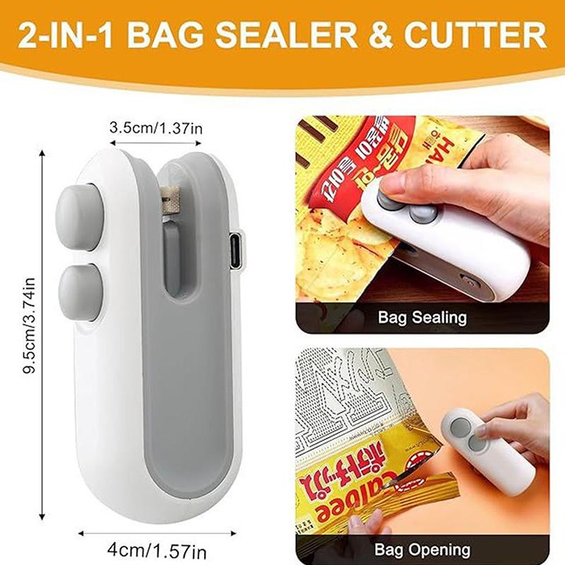 Mini Bag Sealer, 2026 2 In 1 Magnetic Food Sealer, Usb Rechargeable Chip Bag Sealer Heat Seal Tool