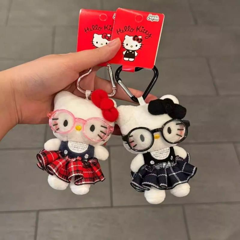 Summer Cat Plush Keychain Cartoon Kt Cat Stuffed Doll Keyring Lovely Bag Pendant Bag Hanging Decoration Gift