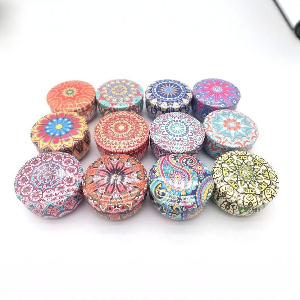 4pcs Round Cookie Tin Box Metal Biscuit Packaging Iron Can Candy Jar  for Dry Spices and Sweets