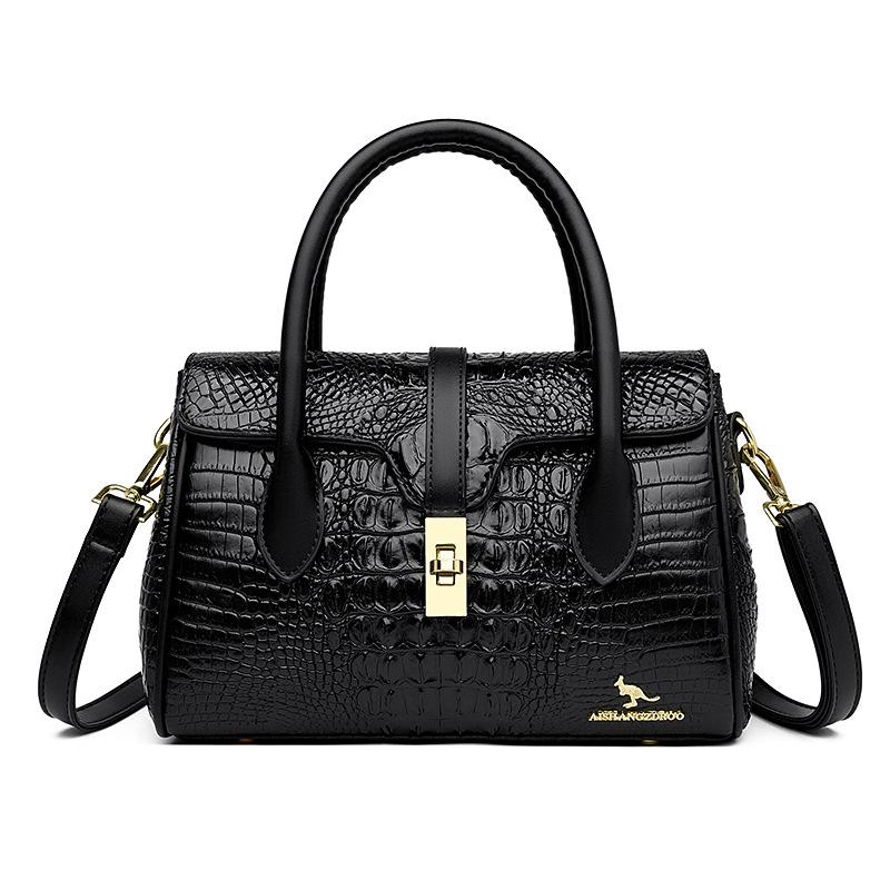 

Crocodile pattern women s bag mother handbag new fashion women s large capacity shoulder crossbody light luxury чёрный