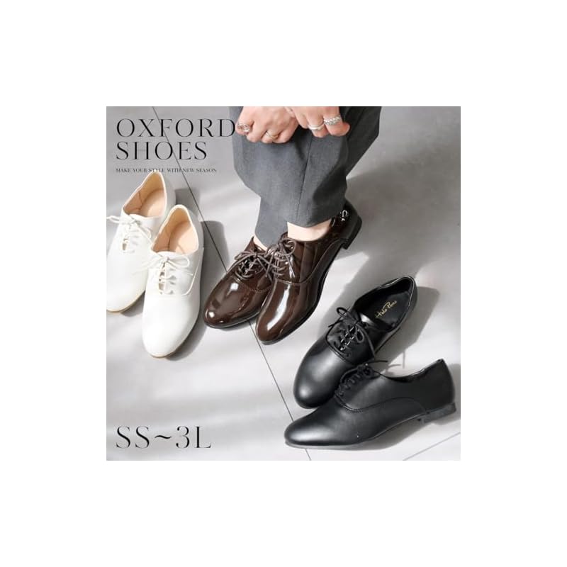 [AmiAmi] Loafers, Lace-up Shoes, Flats, Women's Oxford Shoes, Mannish Style FX3000 (L (23.5cm-24.0cm), Black (Smooth))
