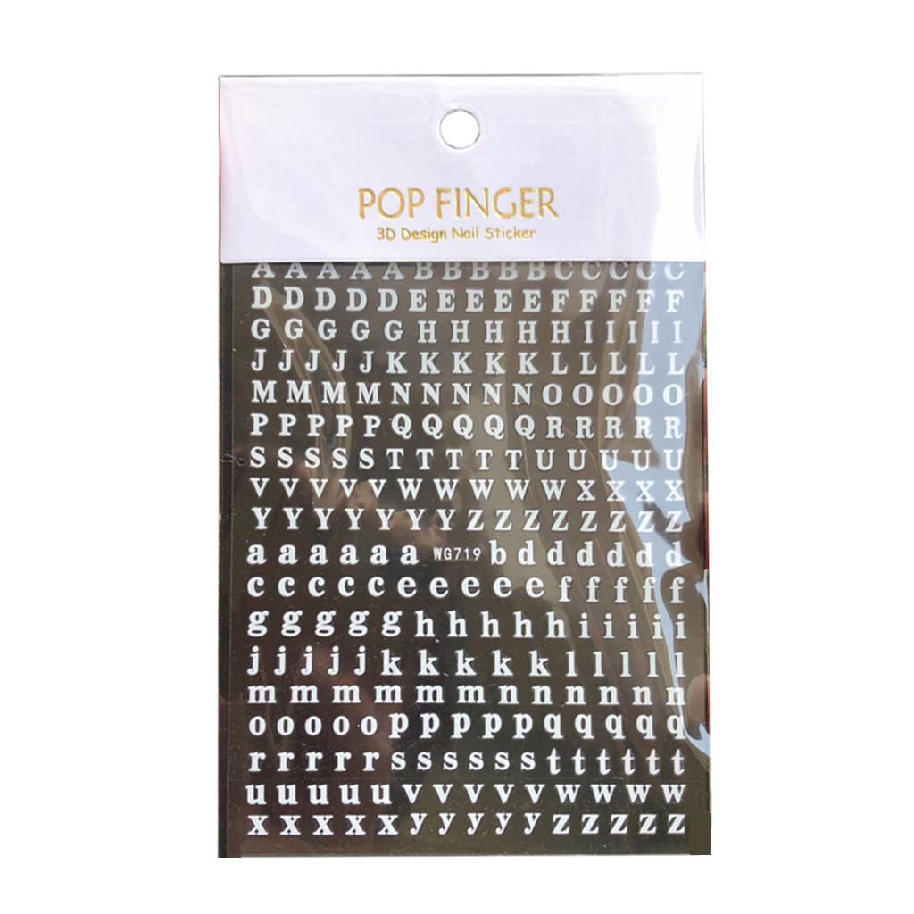 Alphabet Nail Stickers Uppercase Lower for Case Letter Stickers 26 Letters DIY D