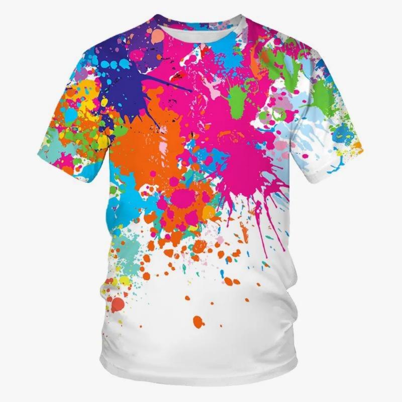 Summer Tie Dye T-Shirts Graffiti Paint 3D Print Kids Clothing Short Sleeve Girls Clothes Harajuku Children's T-Shirt Boy Tops