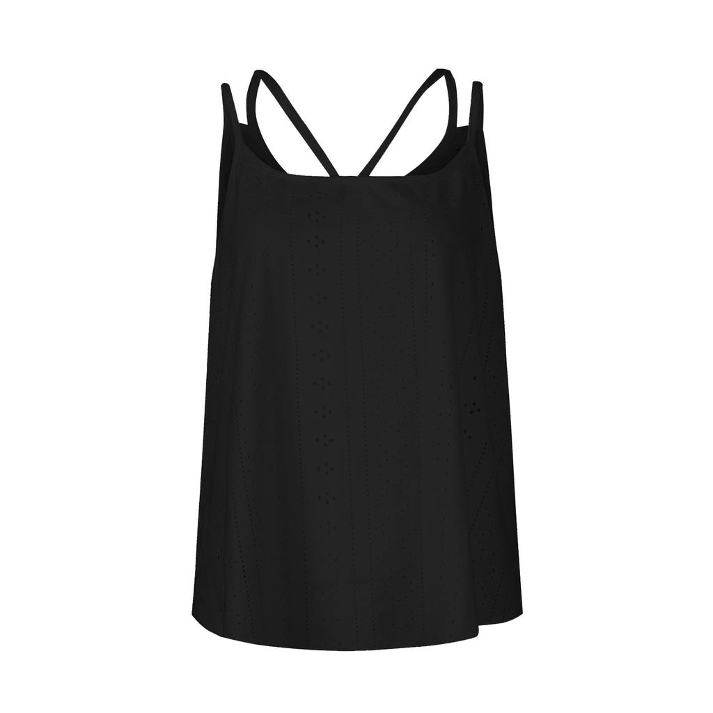 Women's Solid Color Top Mesh Hollowed Out Sleeveless  Vest T-shirt