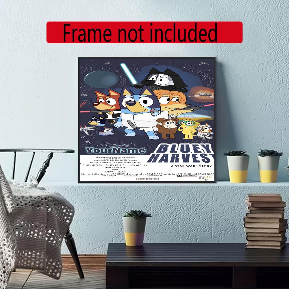 Bluey Customize Your Name Diamond Painting Round Diamond Diy Frameless Holiday Artwork Suitable For Home Office Wall Decoration