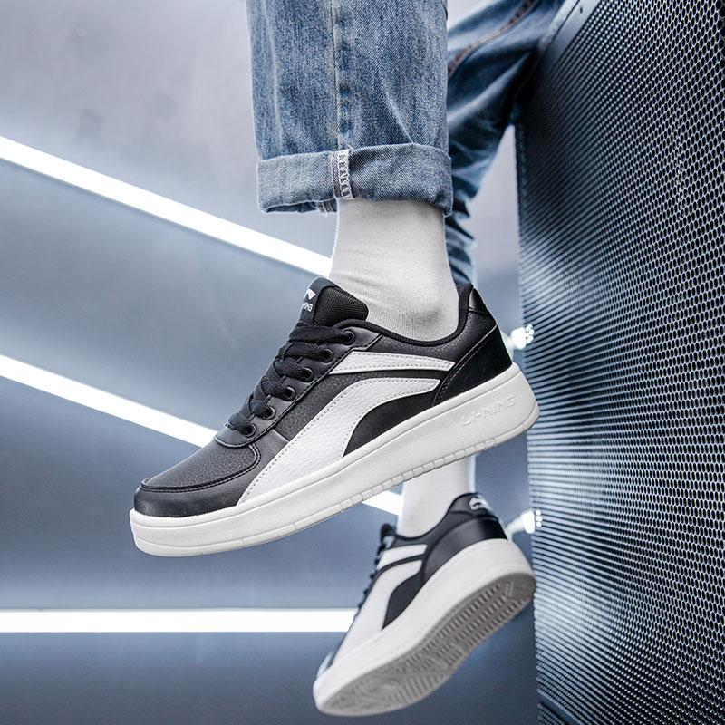 New LiNing Anti Slip Wear Resistant Low Top Skateboard Shoes Men's Black White AGCP335-9