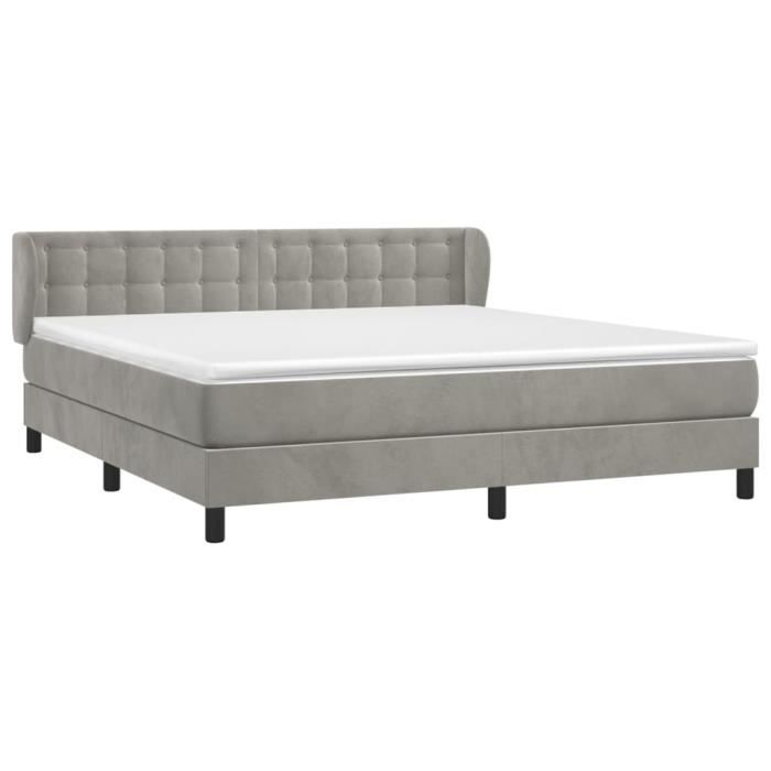 3127745 vidaXL Divan Bed and Mattress Light Grey 180x200cm Velvet