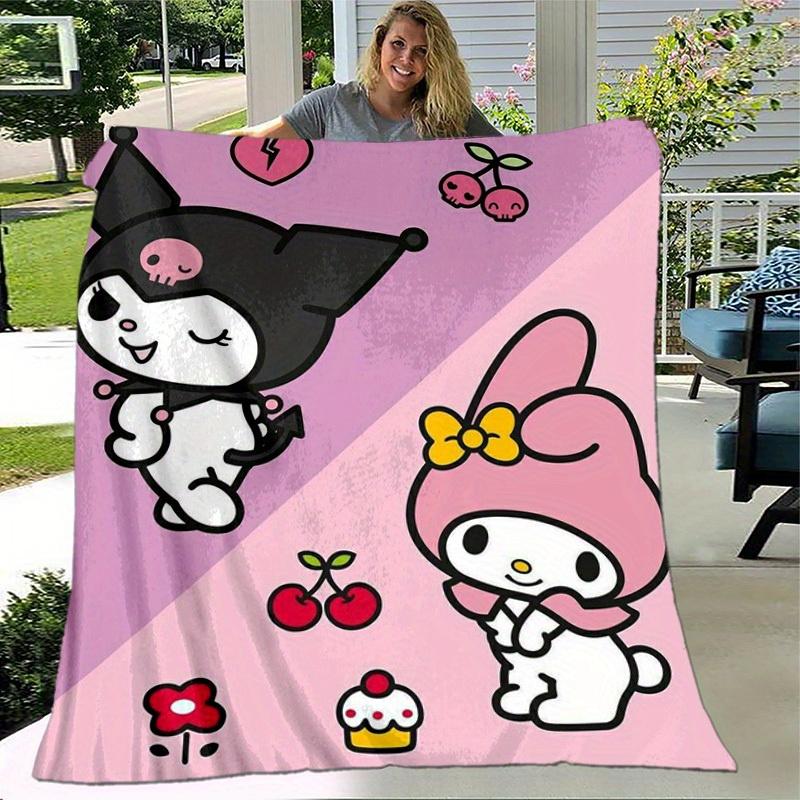 1pc. Cute Sanrio Kuromi & My Melody Print Blanket - Perfect for Home, Office, Outdoor Use, Gift Idea, Suitable for All Seasonsz041779