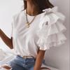 Fashion Women's Summer Ruffle Short Sleeves Round-Neck  Casual Tee Tops