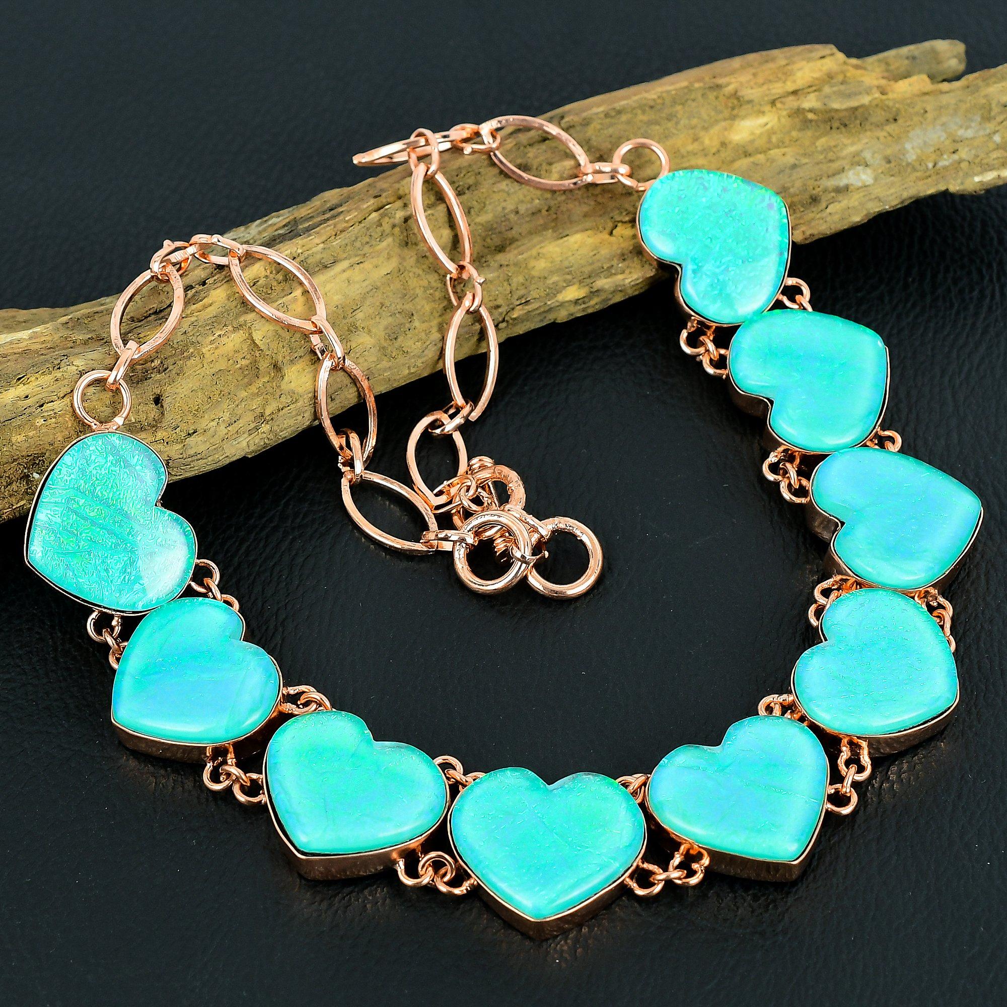 

Blue Triplet Opal Handmade Gemstone Jewelry, 999 Copper Wire Wrapped Necklace Unique Design Jewelry, For Women