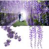 8pcs Artificial Flowers Silk Wisteria Vine Ratta Silk Hanging Flower Wedding Decor (Purple)