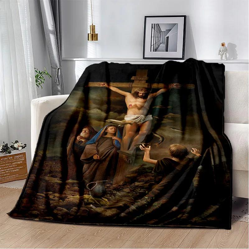 Holy Bible Cross Jesus Pray Soft Plush Blanket,Flannel Blanket Throw Blanket for Living Room Bedroom Bed Sofa Picnic Cover Kids