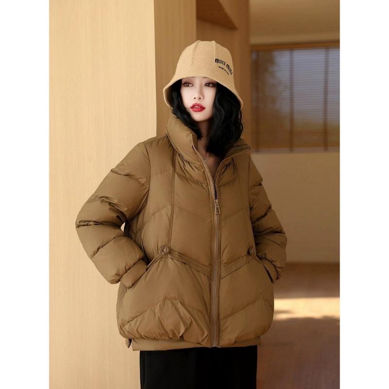 Spring down jacket women's loose and thin stand-up collar short warm white duck down jacket spring new