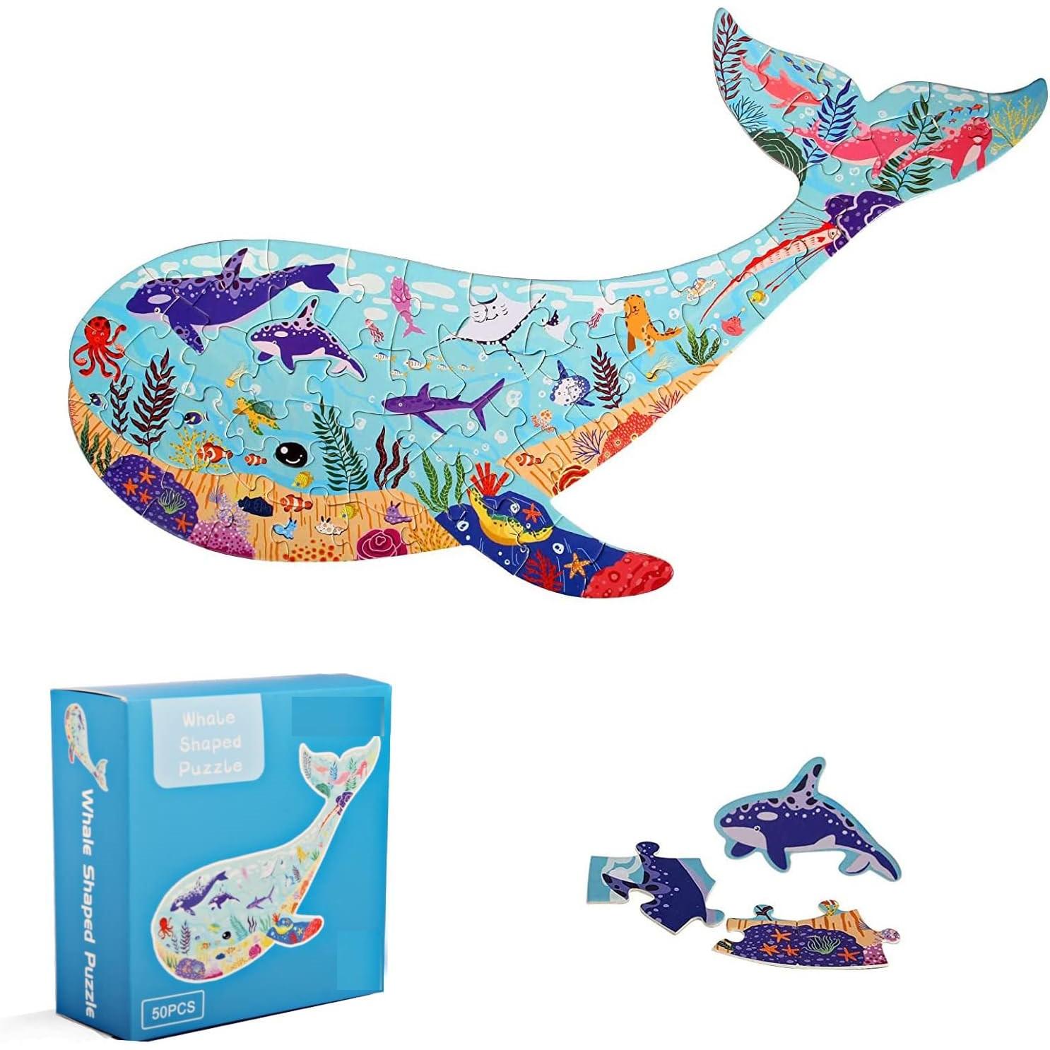 

1 коробка пазлов с морскими животными, пазлы в форме коалы, гиппопотама, рыбы, развивающие пазлы, подарки на день рождения, лучшая семейная игра для всех возрастов! фиолетовый