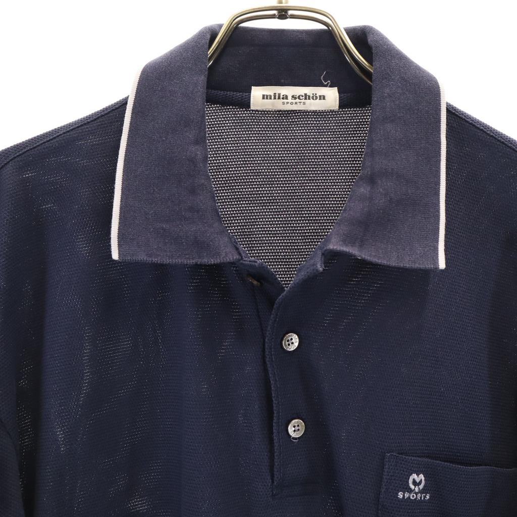 mila schon sports Made In Japan Long Sleeve Polo Shirt 175-185 Navy Men's Used