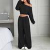 2025 Damen Casual Einseitiges Sweatshirt und Strickset - Unifarben, Lockere Passform, Kurz- und Langarmoptionen