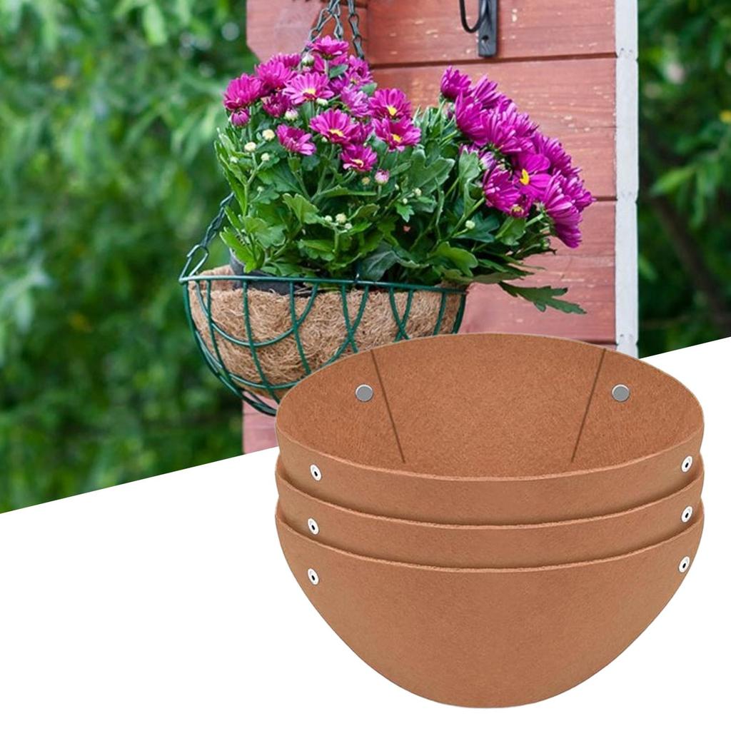 Planter Liners 3 Pieces Natural Plant Felt Mat Breathable Round Basket Liners For Window Garden Flower Bed Reptiles Orchid