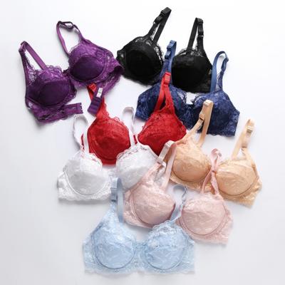 Damen-BH, dünner Spitzen-BH, verstellbar, 3/4-Körbchen, einfarbig, Dessous