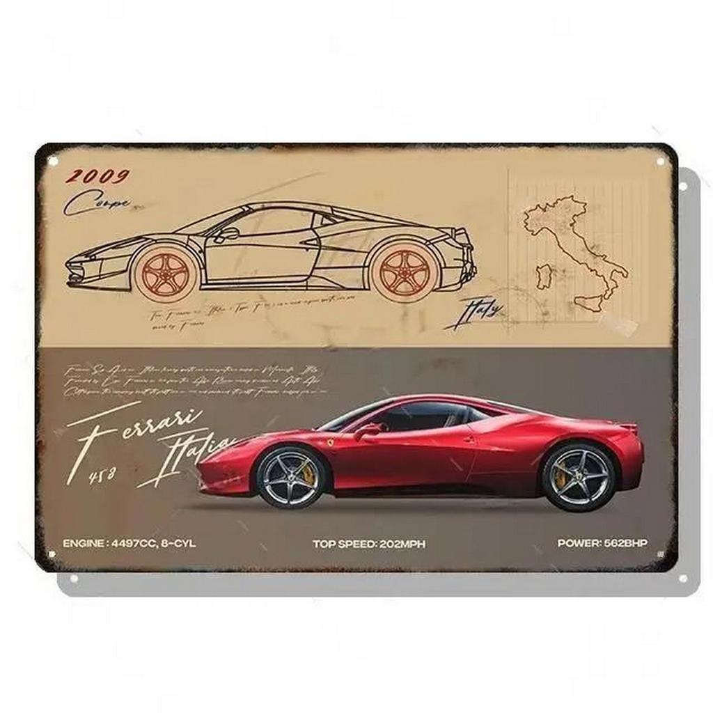 Metal Tin Signs Plaque Classic Cars Wall Decoration Vintage Art Posters Iron Painting for Man Cave Home Cafe Game Room Club Bar