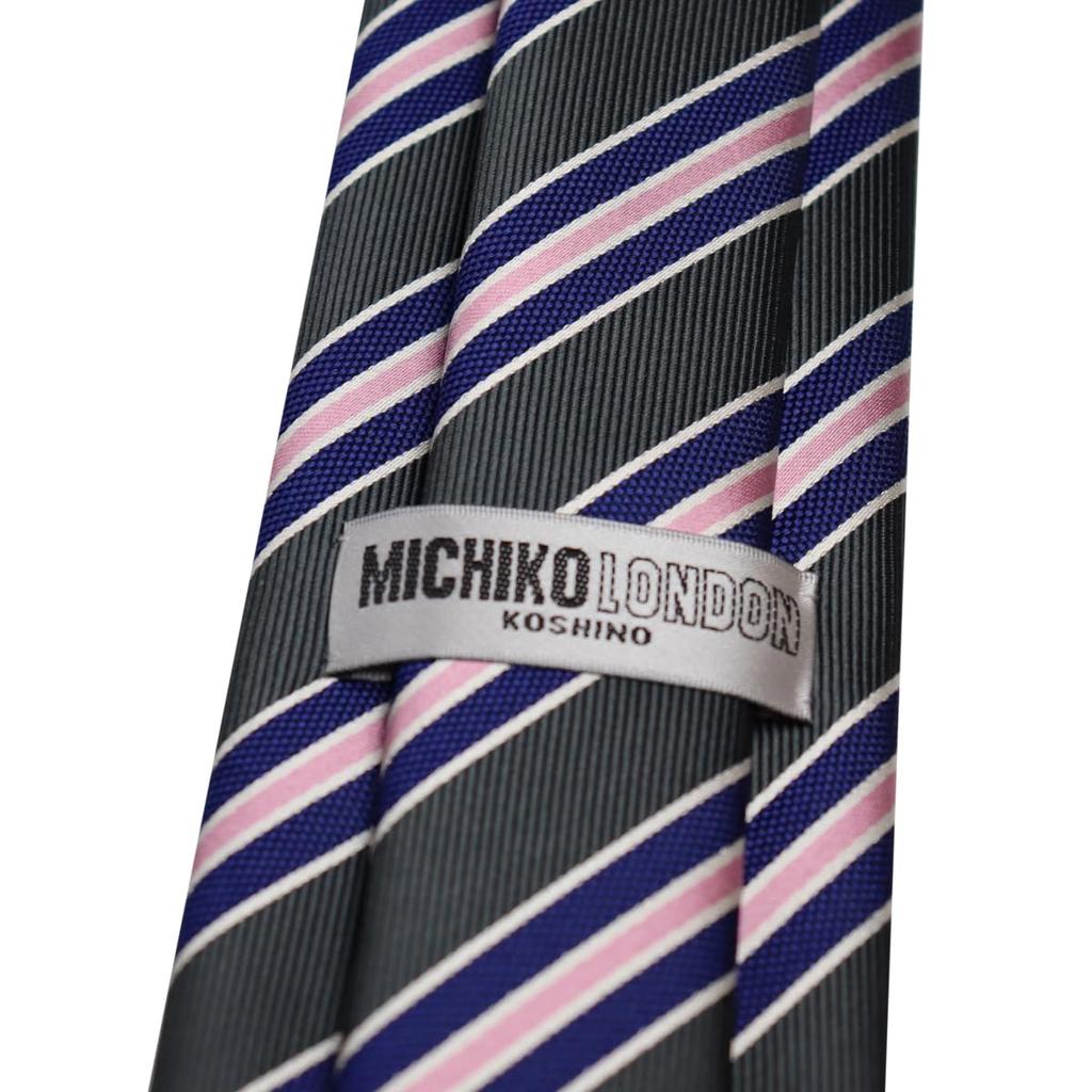 [Michiko London] Wrinkle-resistant Bonded Fabric with Lining for Added Volume. Made In Japan. KOSHINO Brand Tie. Striped Pattern. 100% Silk. Unisex.