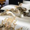 4/6/7Pcs European Luxury Gold Embroidery Satin 1000TC Egyptian Cotton Bedding Set Soft Silky Duvet Cover Bed Sheet Pillowcases
