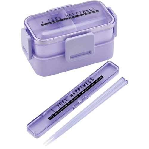 Skater Bento Box 2 Tiers 600ml for Women Antibacterial Fluffy Dome Lid See-Through Lavender Made in Japan PFLW4AG-A