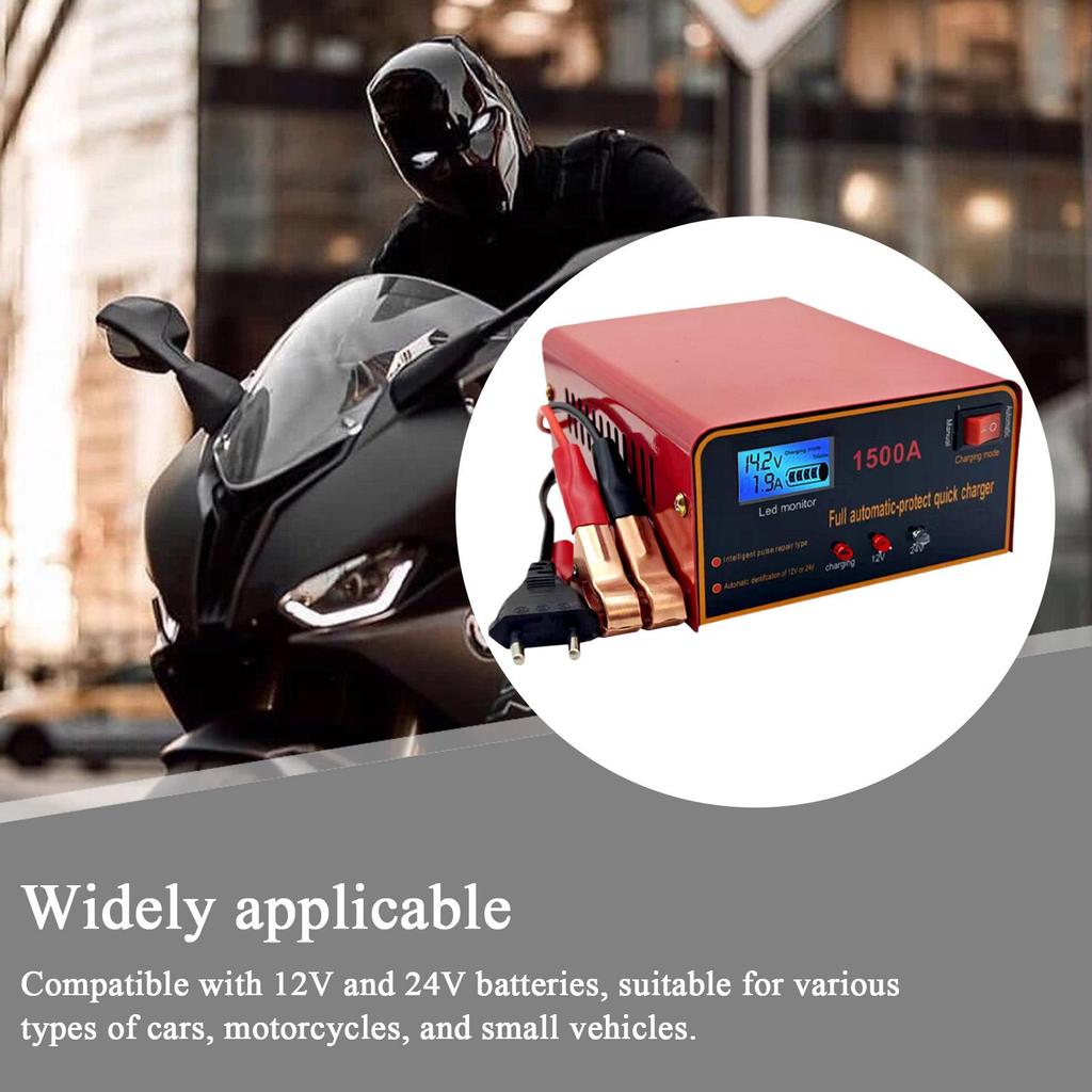 Battery Charger Motorcycle Charger For Battery Maintainer Fast Charging Safety Protection Compressor Portable For Tractor Marine