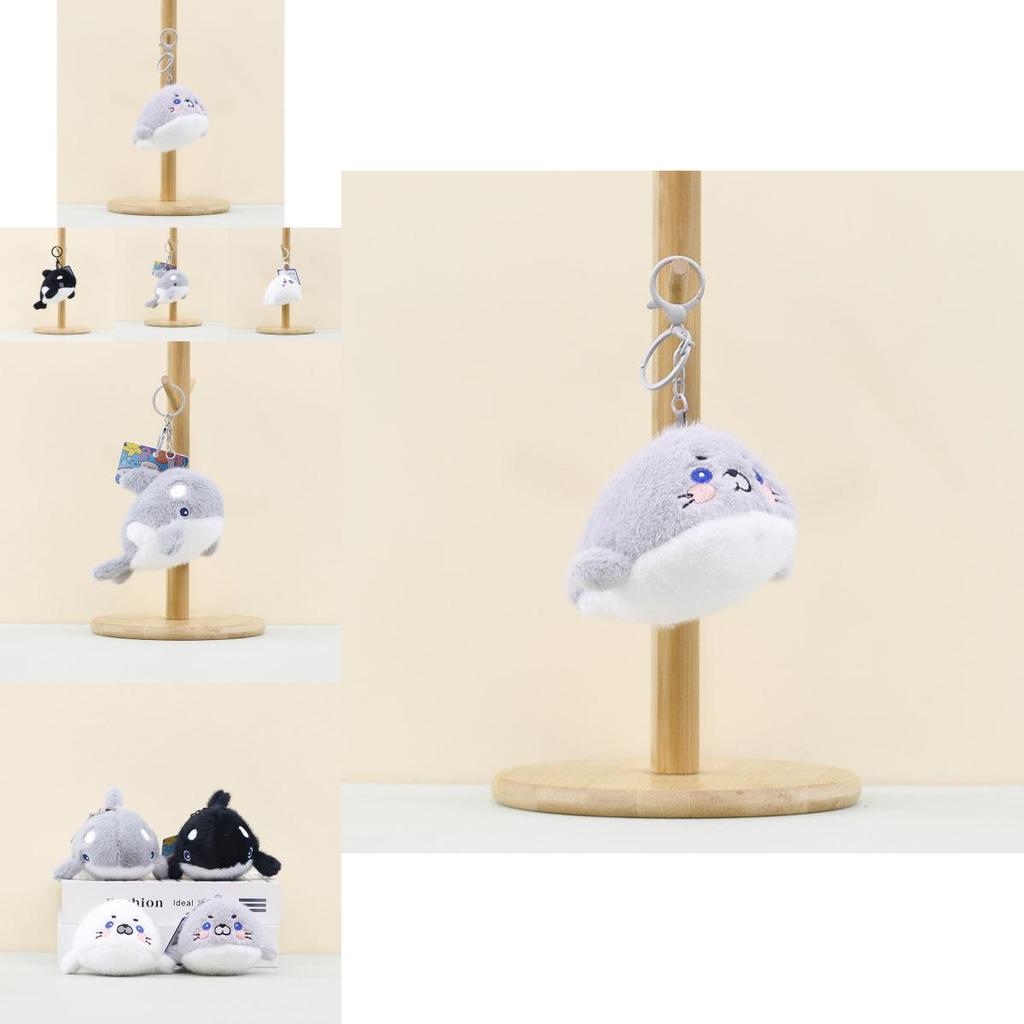 Adorable Plush Whale And Seal Keychain Accessories Soft Stuffed Animal Toys